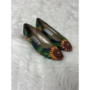 Vintage 80’s Connie Flats Sunflower Cottagecore Floral Ballerina Flats Shoes 7.5